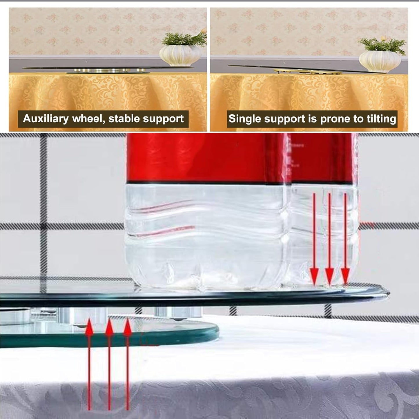 23" Large Glass Turntable Dining Table Lazy Susan, Kitchen Round Clear Tabletop Rotating Tray Lazy Susan Organizer, Party Table Centerpiece, Smooth Spin