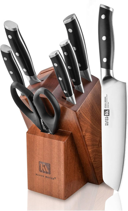 Stahl High Carbon Exclusive German Steel 8 Piece Knife Block Set (Black)