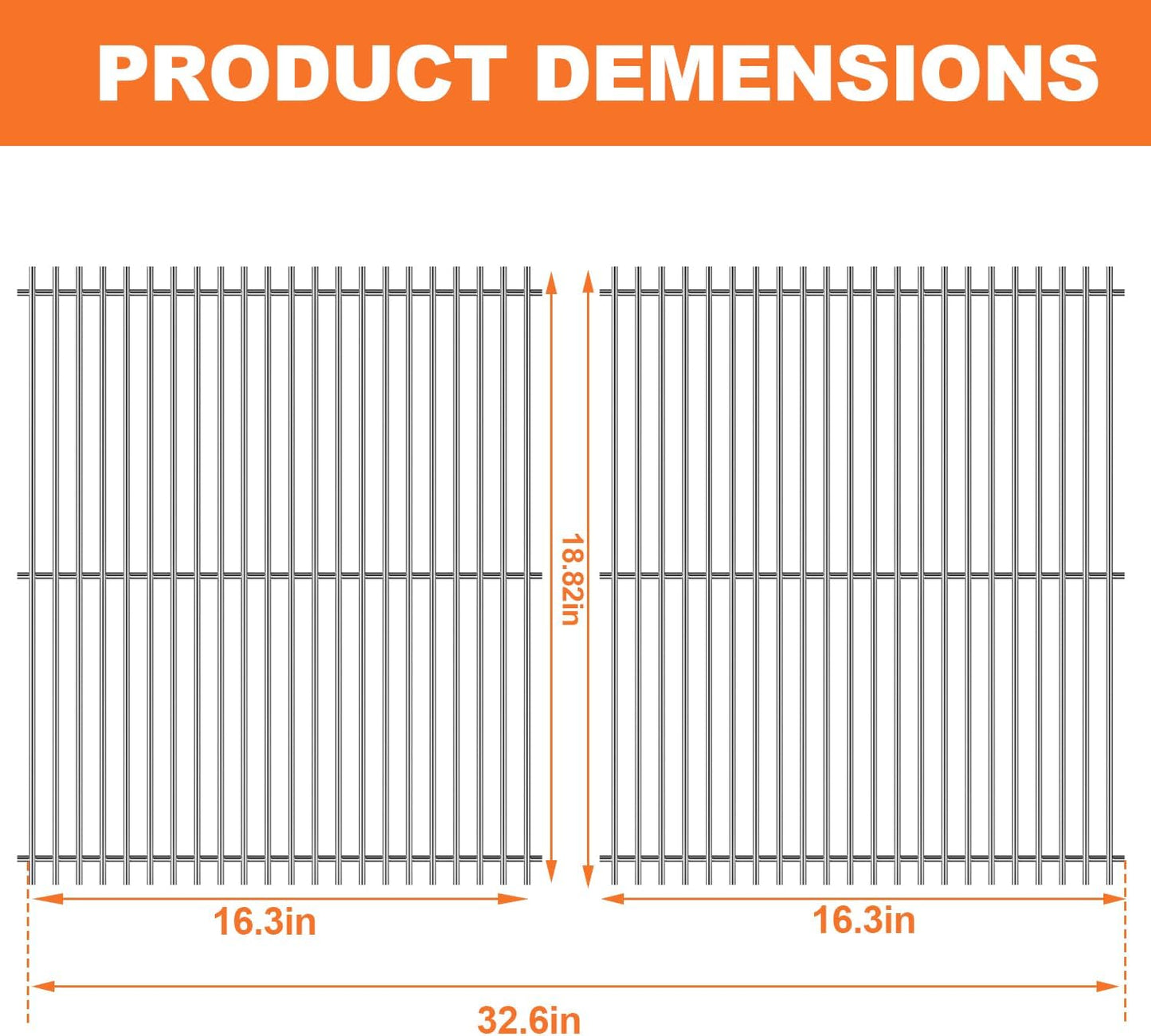 KEESHA 304 Food Grade Stainless Steel Grates Insert for Weber Crafted Genesis II 400 Series Grill Grates for Weber Genesis ll E-410/S-410, LX E-410/LX E-440, E435/S 435, SE-410, LX 440/LX S-440