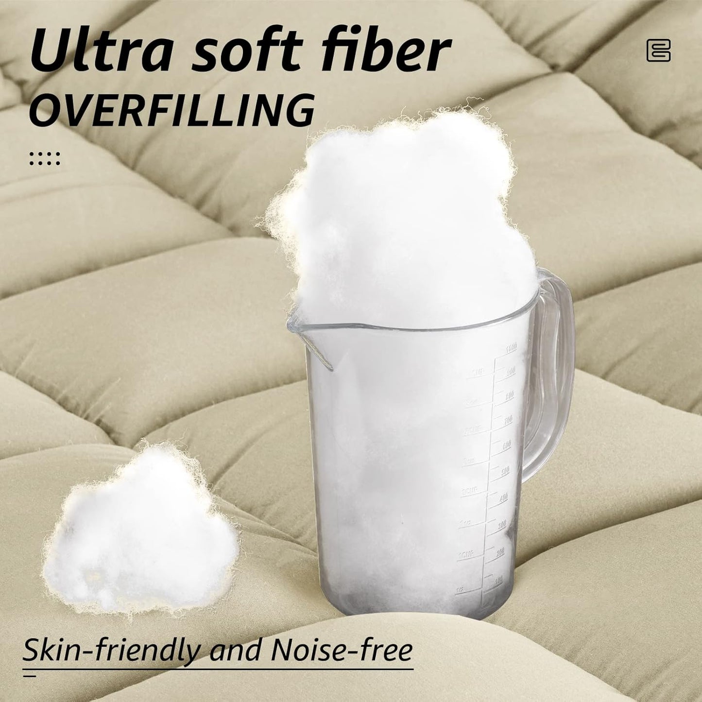 HYLEORY All Season Twin Size Bed Comforter - Cooling Down Alternative Quilted Duvet Insert with Corner Tabs - Winter Warm - Machine Washable - Beige