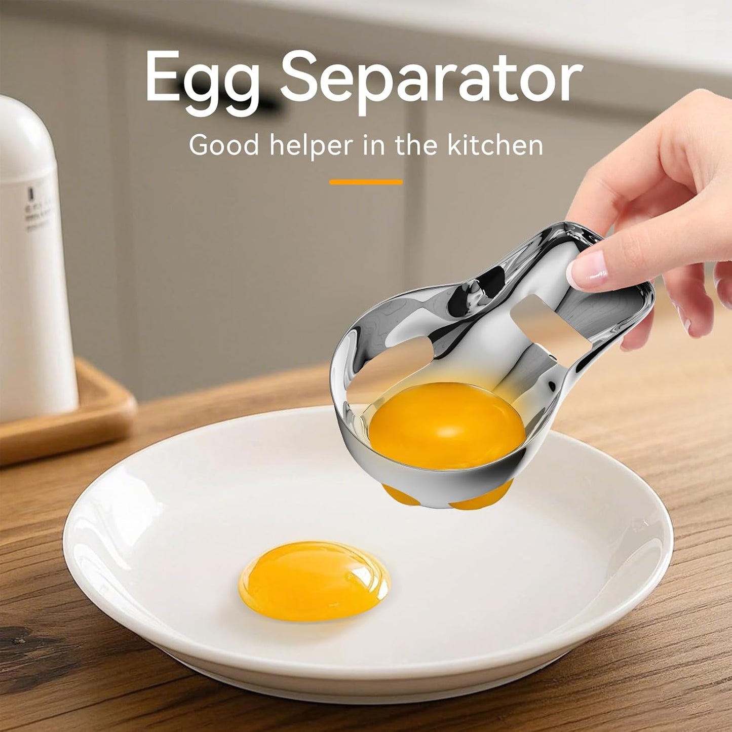 Egg Yolk Separator，Egg Separator for Raw Eggs,Food Grade Stainless Steel Egg Yolk White Separator, Kitchen Baking Gadgets