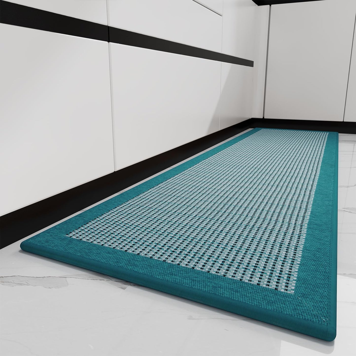 PADOOR Kitchen Mats for Floor, Kitchen Rugs Non Slip Washable, Rubber Backed Kitchen Runner Super Absorbent Kitchen Floor Mat Sink Rug, 20"x32" Teal