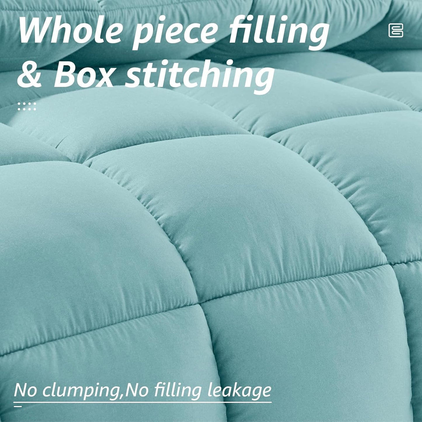 HYLEORY All Season King Size Bed Comforter - Cooling Down Alternative Quilted Duvet Insert with Corner Tabs - Winter Warm - Machine Washable - Turquoise