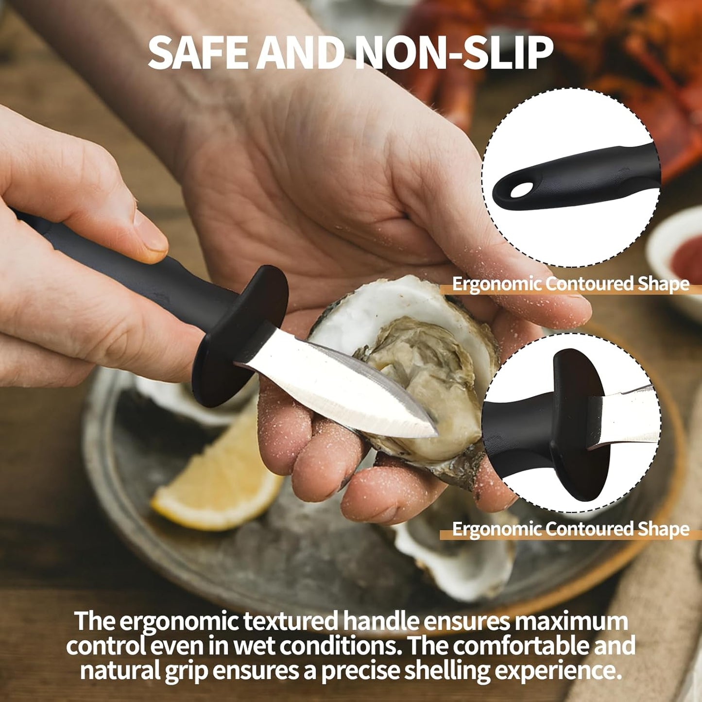 Oyster Knife Shucker Oyster Shucking Tool Perfect for Opening Clams, Mussels, Scallops, Shellfish Ideal for Home Kitchens, Raw Bars & Chefs（2 Pack）