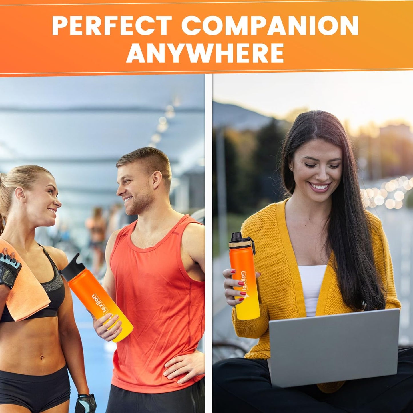 Lexlion Tea Infuser Bottle - Fruit Infusion Water Bottle 22 Oz, Triple Walled Insulated Stainless Steel Bottle, Thermal Leaf Infuser, Silicone Sleeve, 3 Lids Leakproof, Metal Mug Gallon