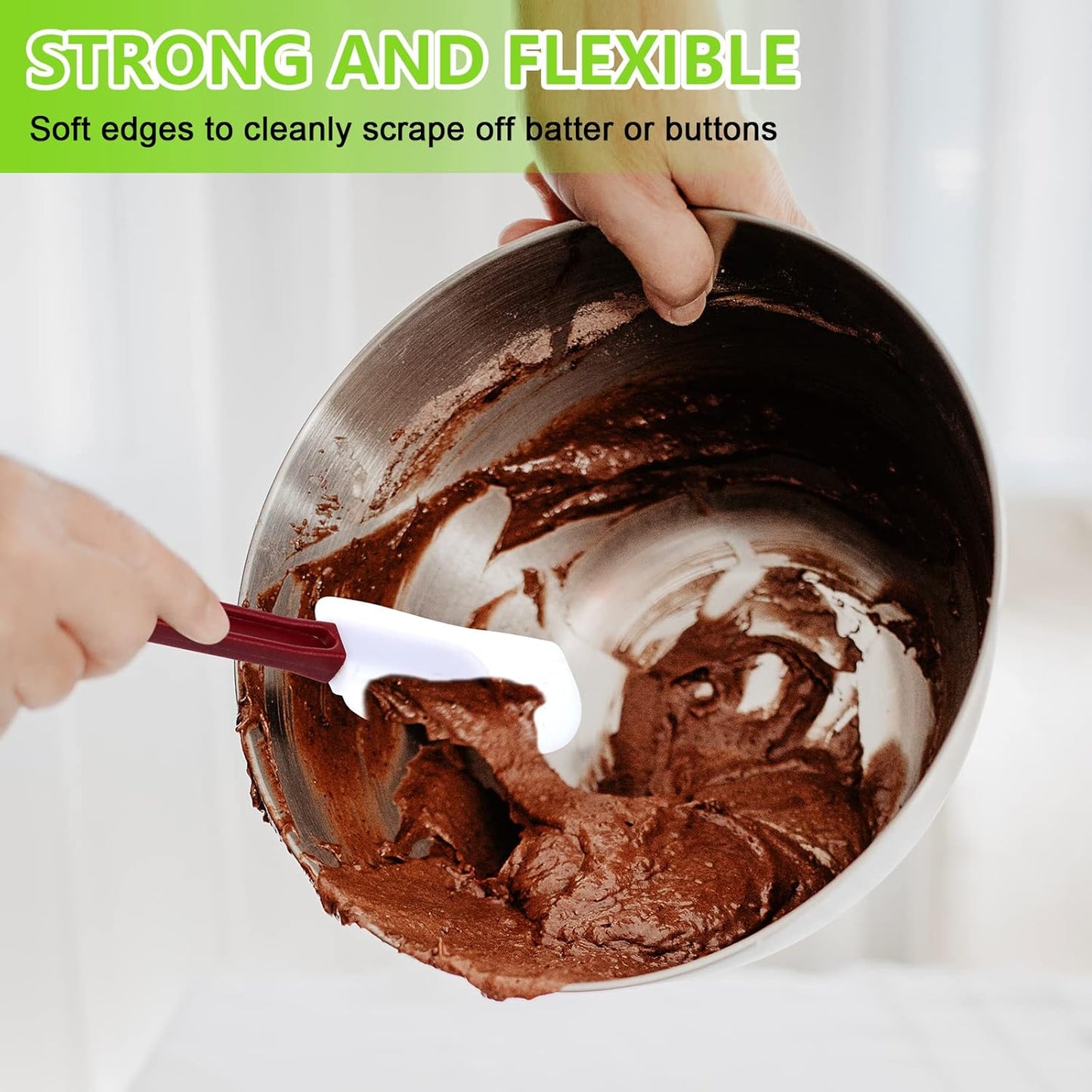 Dandat 9 Pcs Silicone Rubber Spatula, Commercial Spatula 500 Fahrenheit Heat Resistant, Non Stick Heavy Duty Scraper for Kitchen Cook Mix Fry Spread Bake, Dishwasher Safe(Deep Red and White,10 Inch)