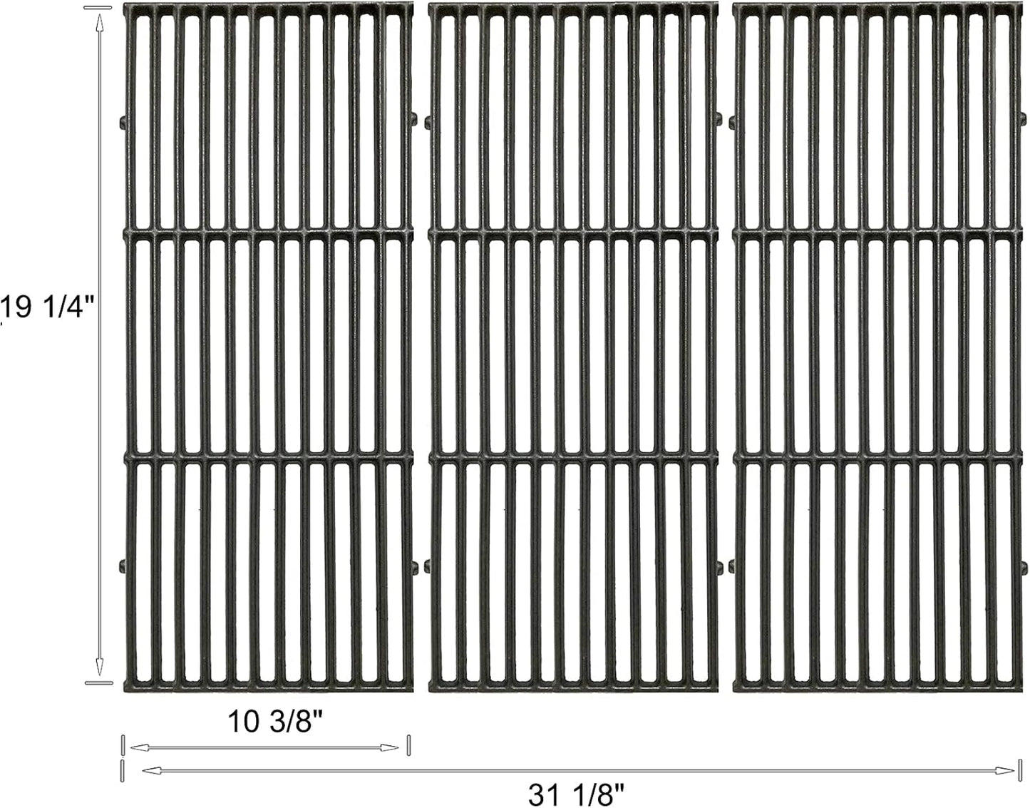 C6522C(3-Pack) 19 1/4" Cast Iron Cooking Grid Grates Replacement for Brinkmann 810-8500-S, 810-8501-S, 810-8502-S, Charmglow 720-0396, 720-0536, 720-0578, 810-8500-S