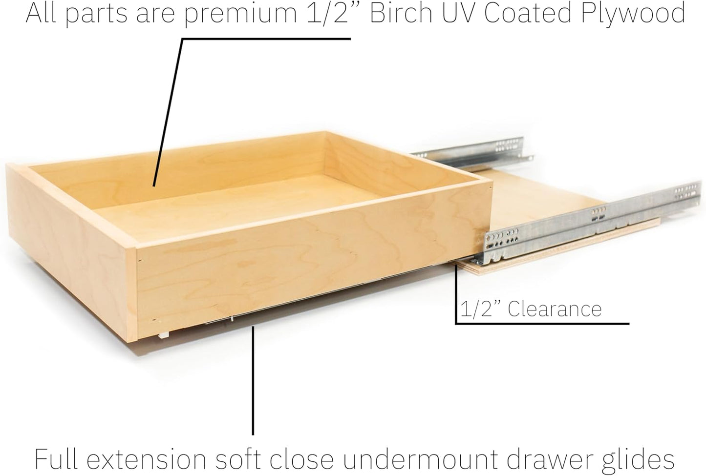 Premium Custom Sized Wood Pull Out Cabinet Drawer Organizer for Kitchen Cabinets - Beautiful Prefinished Birch Wood with Soft Close Slides