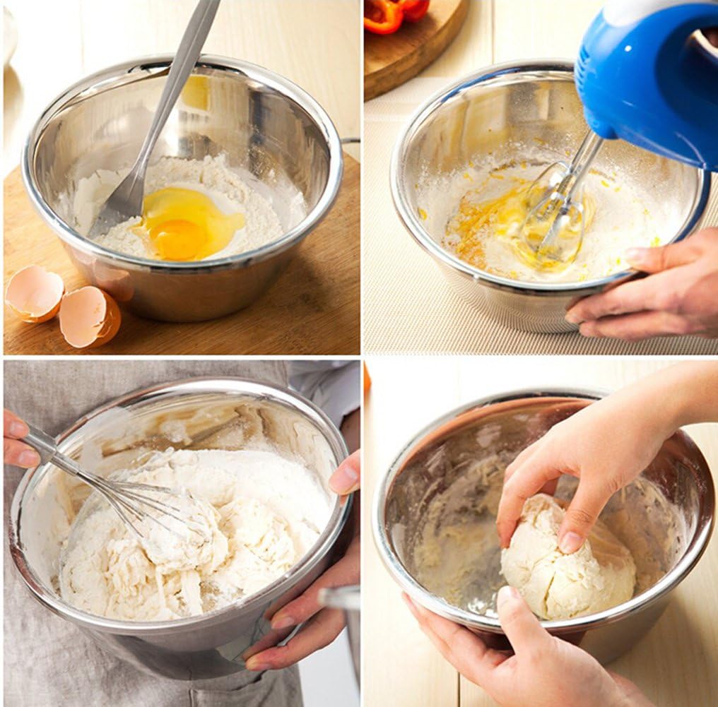 meleg otthon Stainless Steel Bowl,1.5QT Salad Bowl,Metal Bowls,Stainless Steel Basin, Deeper Edge Mirror Finish Dishwasher Safe bowl (S)…