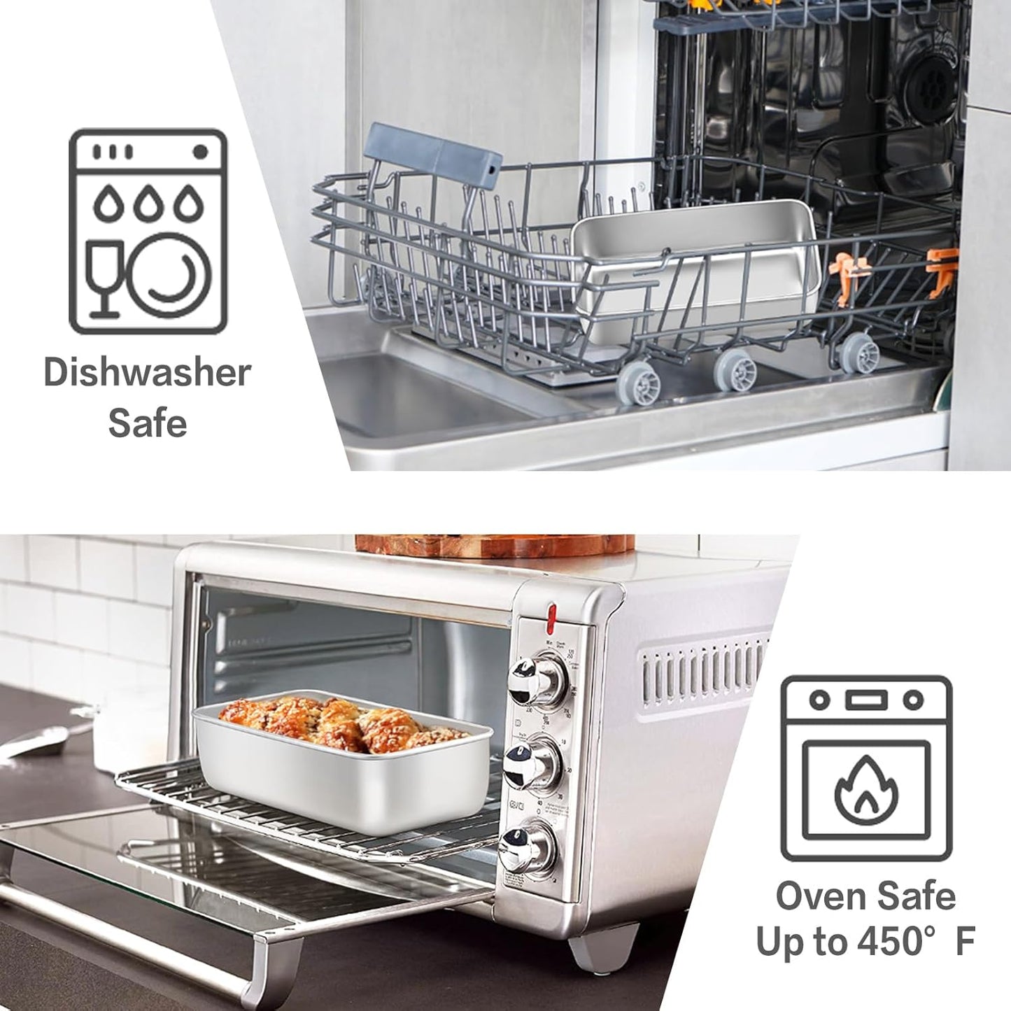 E-far 8 Pack Stainless Steel Loaf Pans, 9x5 Inch Bread Bread Pans, Metal Bakeware for Baking Bread Cake Meatloaf Brownies, Healthy & Non Toxic, Easy Release & Dishwasher Safe