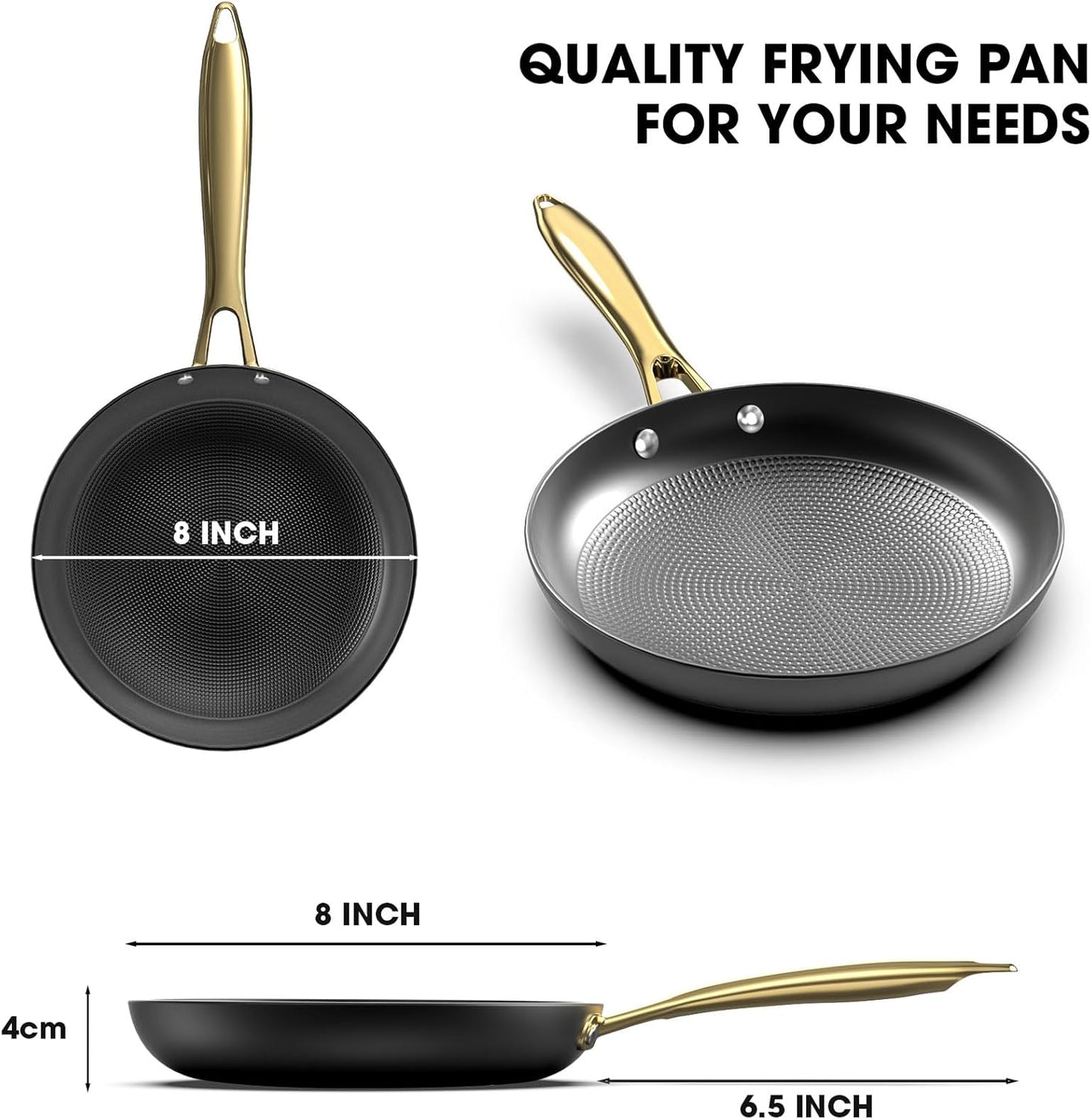 imarku Frying Pan - 8 Inch Non Stick Frying Pan, Long Lasting Cast Iron Skillet Nonstick Pans, Honeycomb Nonstick Frying Pans with Stay Cool Stainless Steel Handle, Mothers Day Gifts, Easy Clean