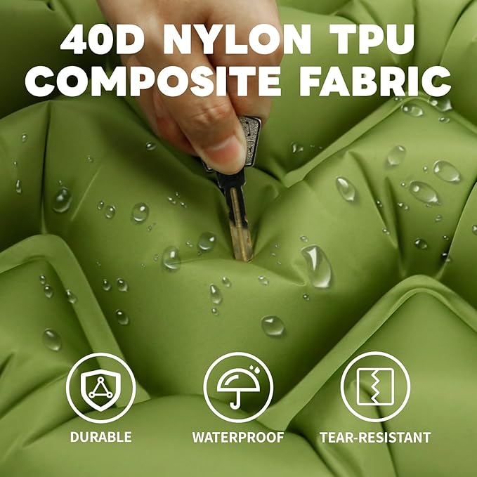 Ultralight Inflatable Sleeping Pad with Built-in Foot Pump - Upgraded Durable Air Mattress for Camping, Backpacking, Hiking - Compact Design Includes Carry Bag (Green)