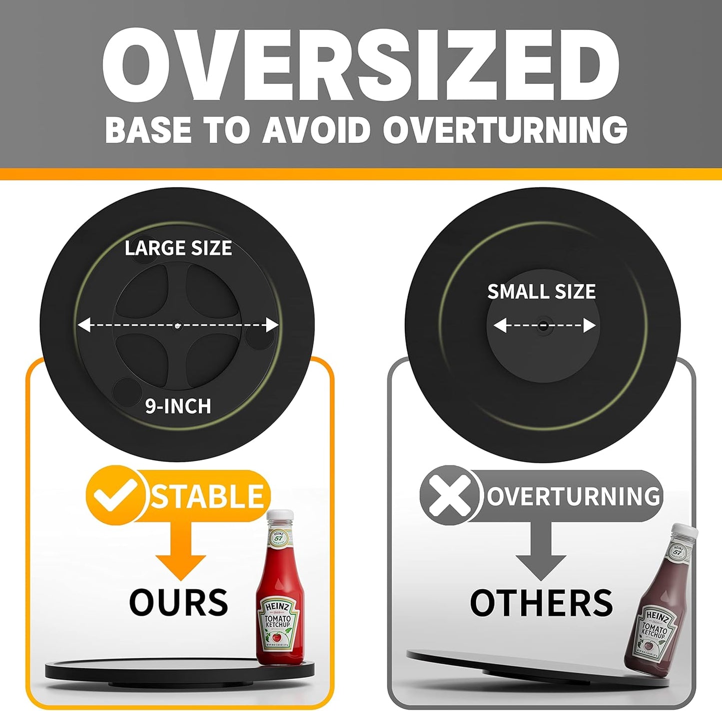 Lazy Susan Organizer Homerays 12 Inch Non-Skid Bamboo Lazy Susan for Kitchen Rotating Spice Rack for Kitchen Cabinet, Wood Turntable for Kitchen Countertop Organizer Black