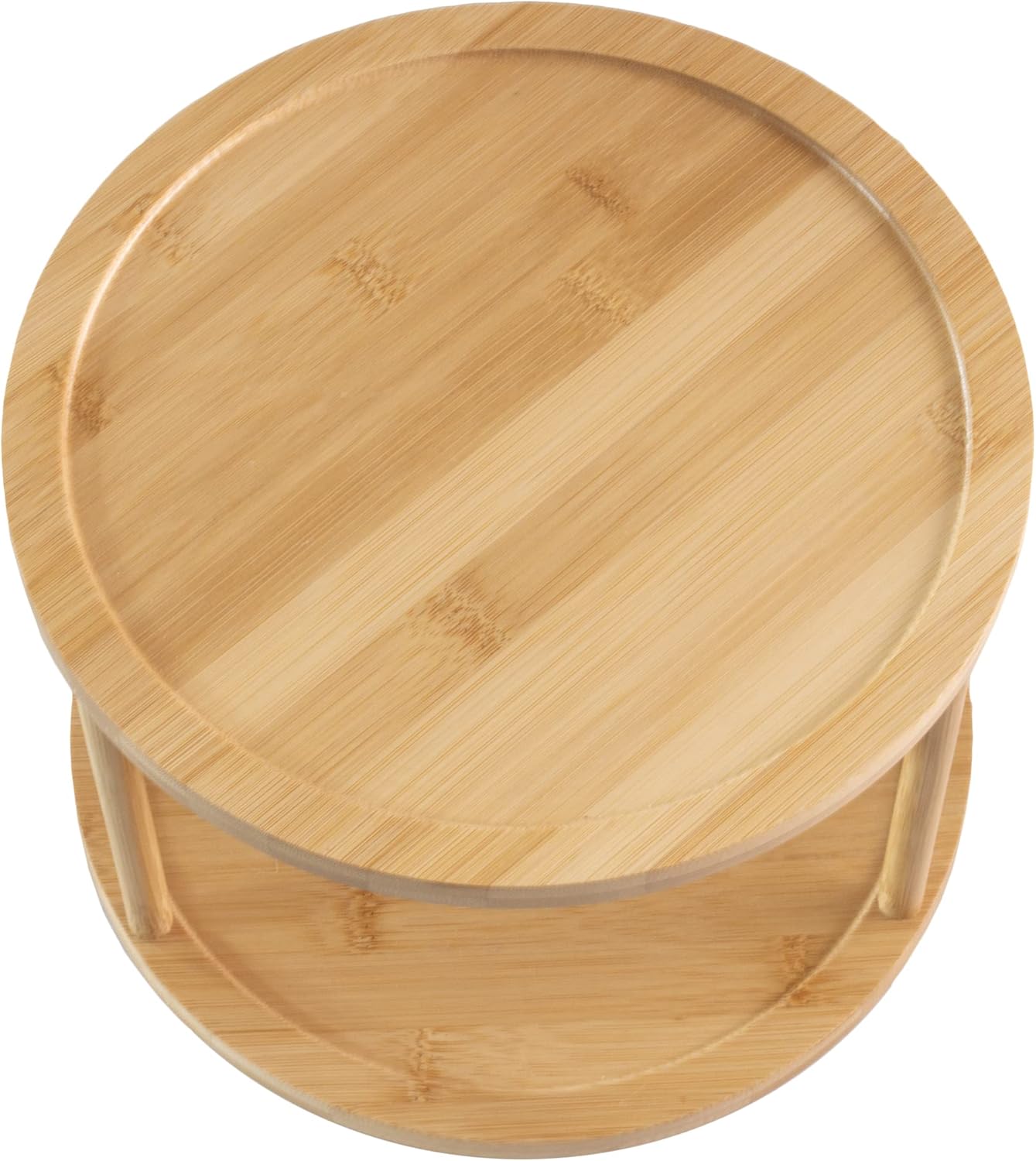 TB Home Two-Tier Bamboo Wood Lazy Susan Organizer Kitchen Turntable for Cabinet, Table or Pantry Organization