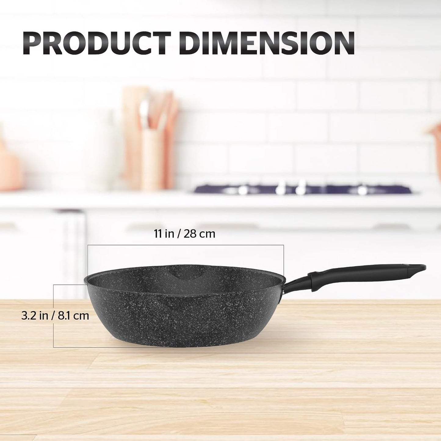 Sunhouse – 11 Inch / 28 cm Non-Stick Deep Frying Pan with Double Pour Spouts, 5-Layer Whitford Non-Stick Coating, PFOA-FREE, Stay-Cool Handle, Induction Compatible with All Cooktops