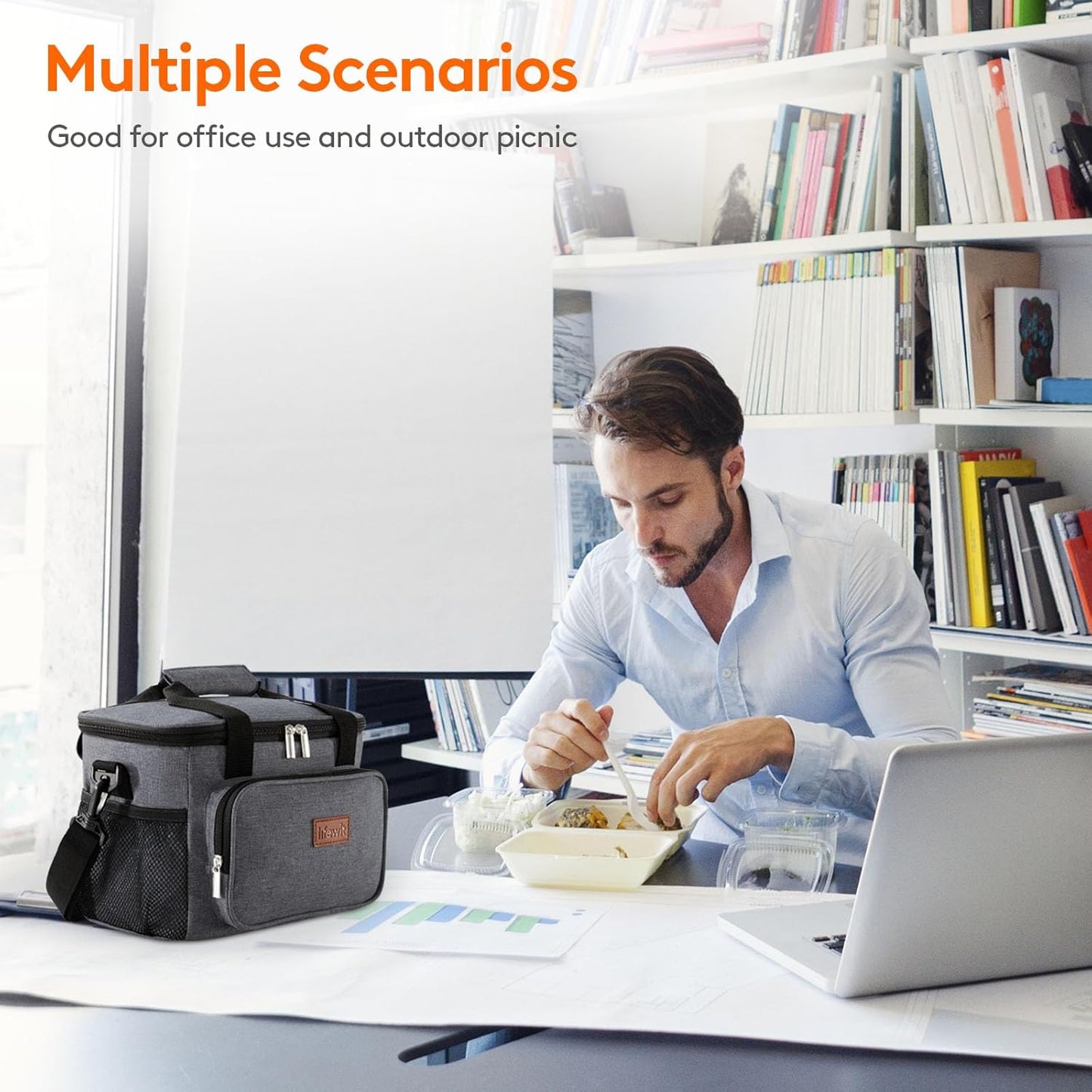 Lifewit Medium Lunch Bag Insulated Lunch Box Soft Cooler Cooling Tote for Adult Men Women, Dark Gray 12-Can (9L)