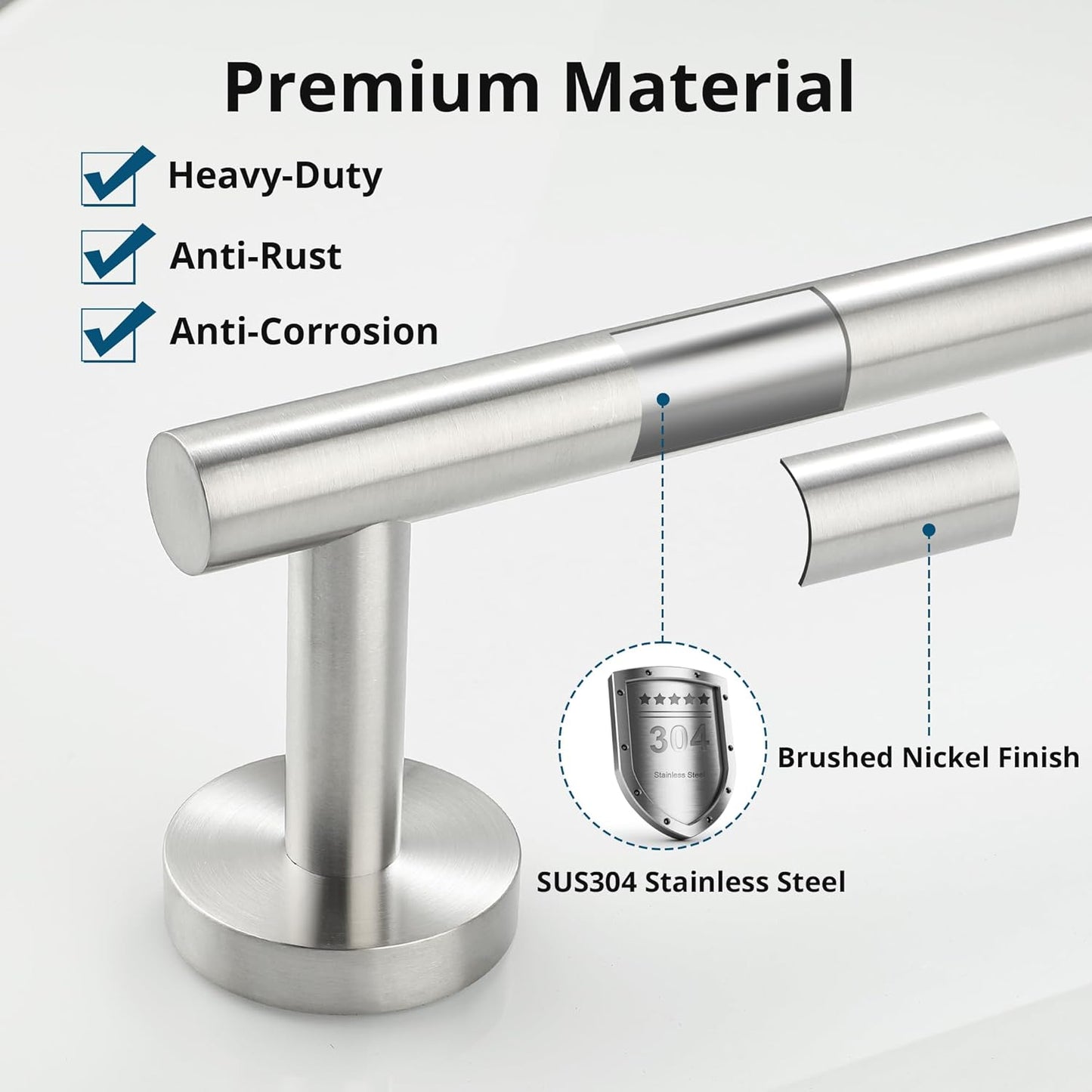 SAYAYO Brushed Nickel Towel Bar for Bathroom, 24 Inch Towel Rack Towel Rod Towel Holder Wall Mount SUS304 Stainless Steel (21 Inch Hanging Length)