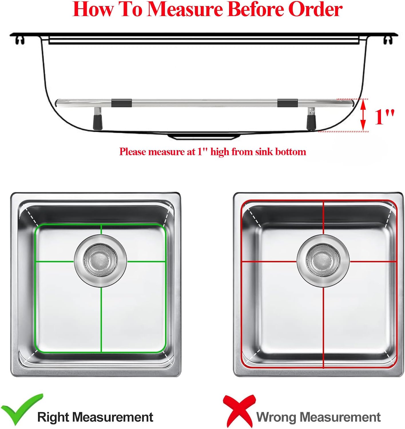 Bottom of Sink Protector Rack, Stainless Steel 13.2"x11.6" Sink Grid Dish Drying Rack Grate with Center Drain Hole 2 Packs