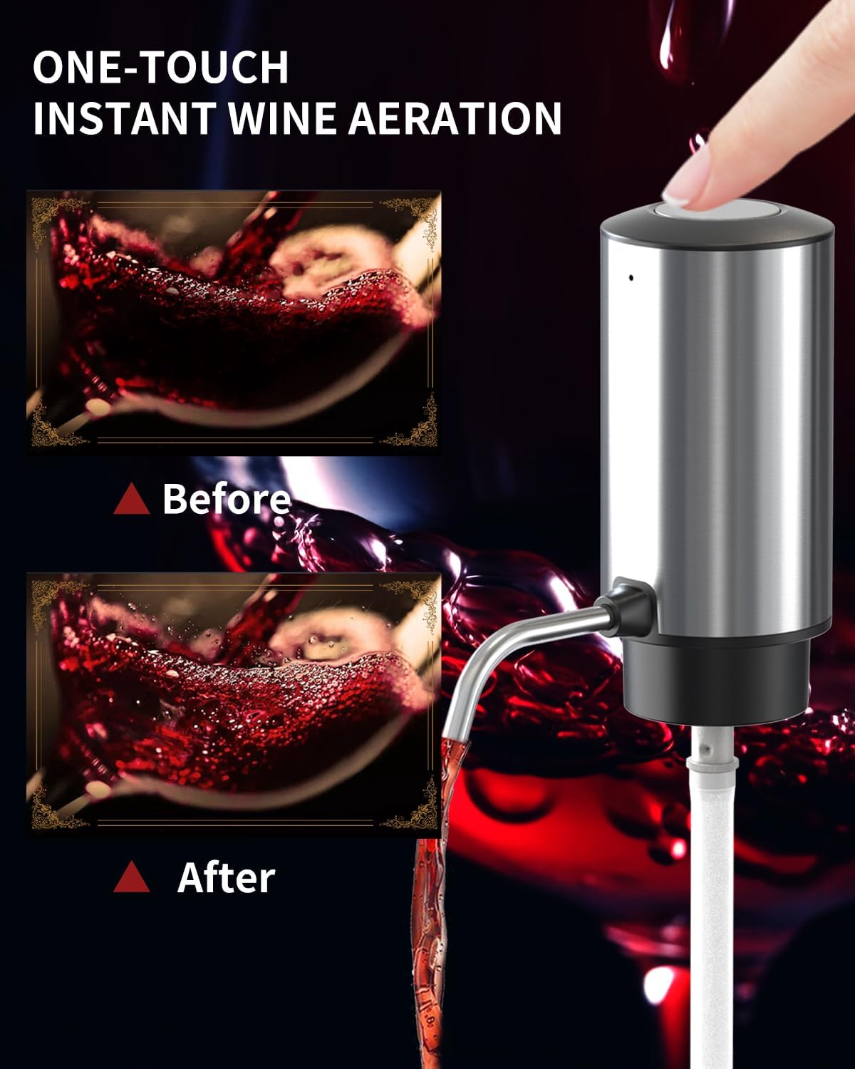 CIRCLE JOY 6-in-1 Electric Wine Opener Set Rechargeable Stainless Steel Wine Opener Gift Set with Foil Cutter, Rechargeable & Manual Wine Aerator Pourers, Vacuum Wine Stopper and Storage Base, Silver