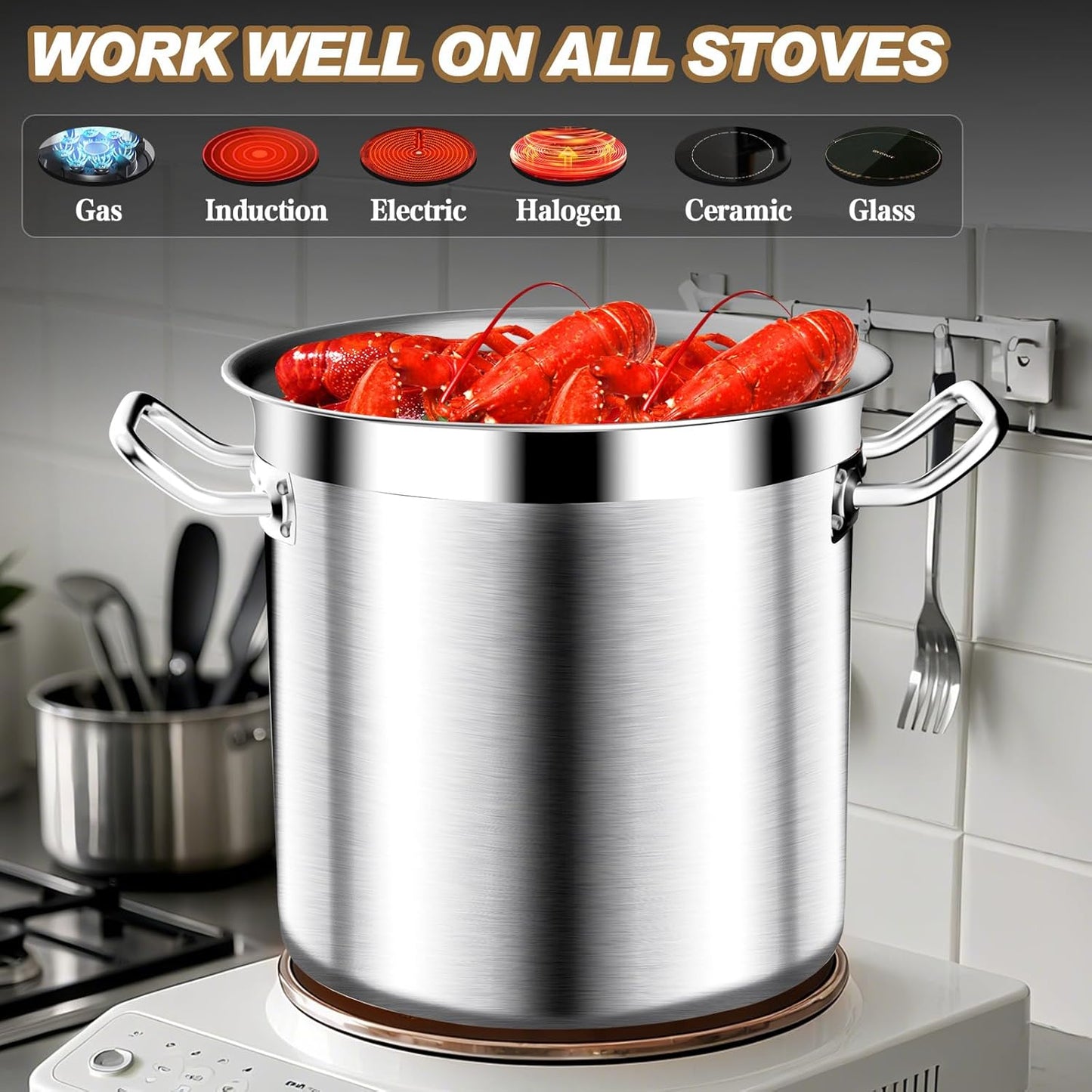 24QT Large Capacity Soup Pot – Premium Stainless Steel, Compatible with All Stoves