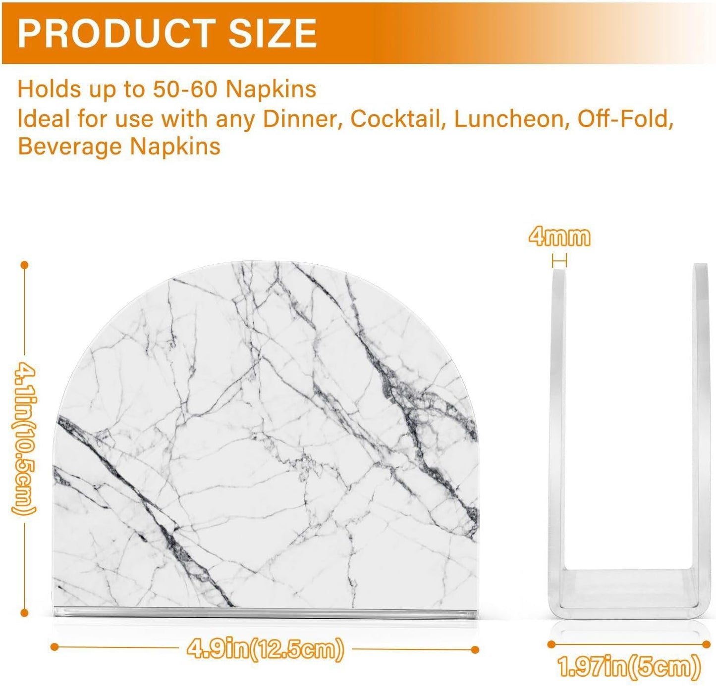 White Black Marble Napkin Holder for Table Paper Napkins Holder Acrylic Tissue Dispenser Kitchen Dining Room Bathroom Party Car Decor