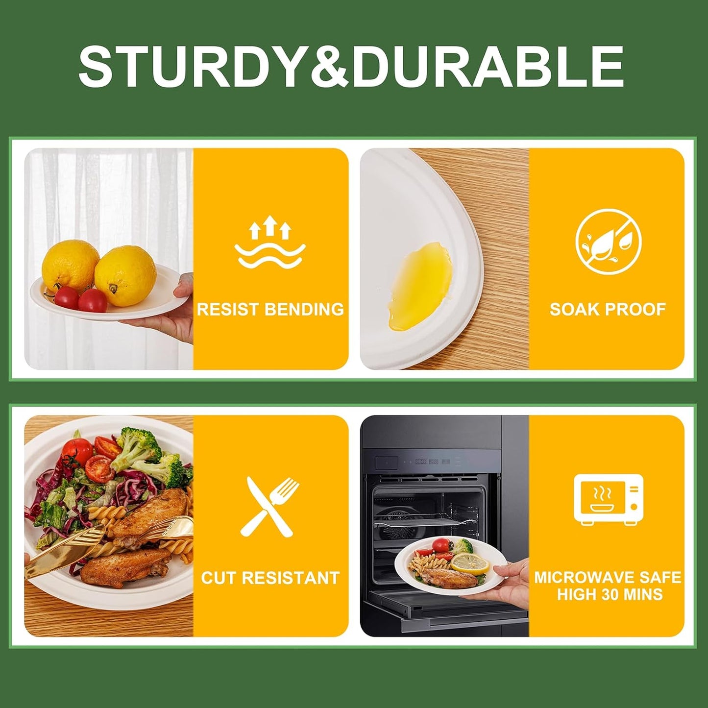 WELLIFE 100% Compostable Paper Plates 7 Inch, 125-Pack Dessert Paper Plates Bulk, Biodegradable Bagasse,Eco-Friendly Disposable Plate Small for BBQ,Picnic,Party (BPI Certified,Microwaveable)