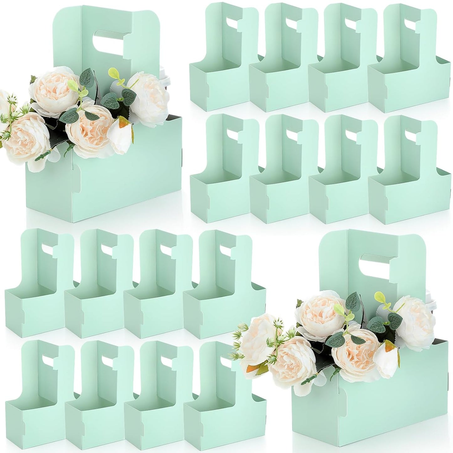 Kosiz 60 Pcs 2 Cups Drink Carrier with Handle 6.9 x 3.2 x 8.9 Inch Coffee Holder Paperboard Drink Caddy for Hot and Cold Beverage Takeout Cafe and Restaurant Xmas Wedding Food Delivery(Green)