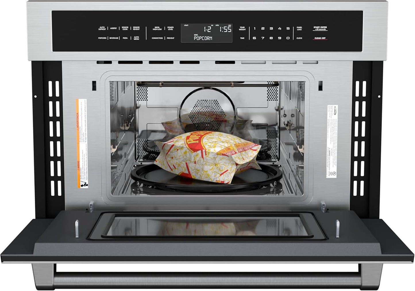 KoolMore Reserve 30 in. 1.6 cu. ft. Built-in Convection Microwave Oven with Air Fryer, 10 Power Levels, Sensor Cooking, Bake, Roast, Broil, Defrost, 1750 Watts, UL Certified in Black Stainless-Steel