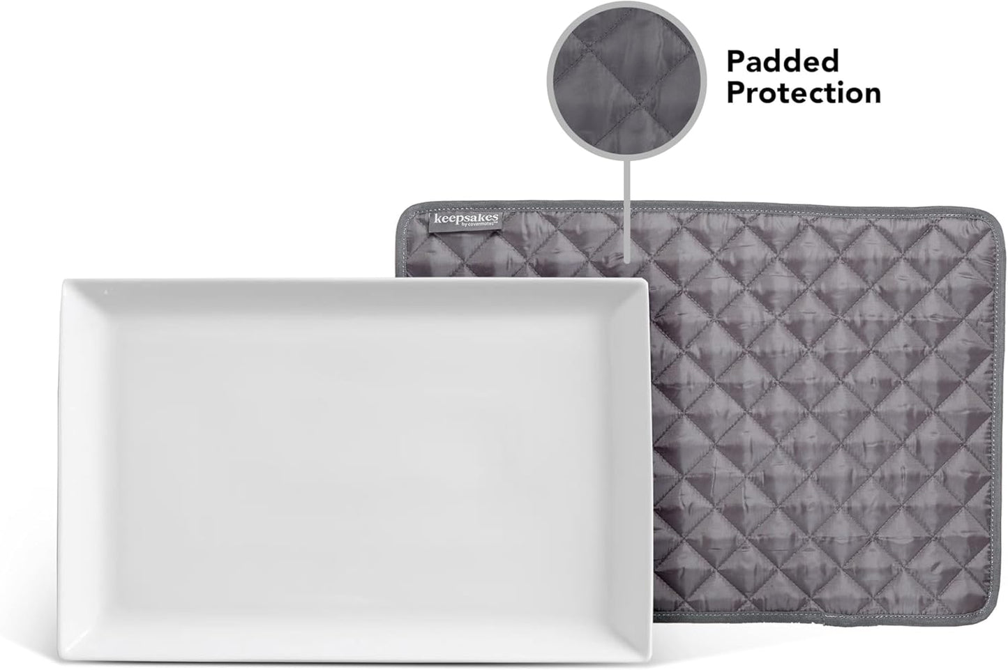 Covermates Keepsakes - Quilted Divider Set - Set of 4 - Scratch & Breakage Protection - Stain Resistant - Machine Washable - China Storage, Slate