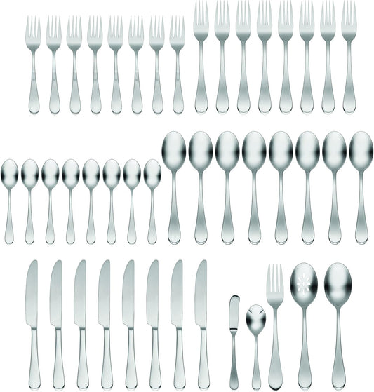Oneida H326045Al20 Satin Icarus 45 Piece Everyday Flatware Set, Service For 8