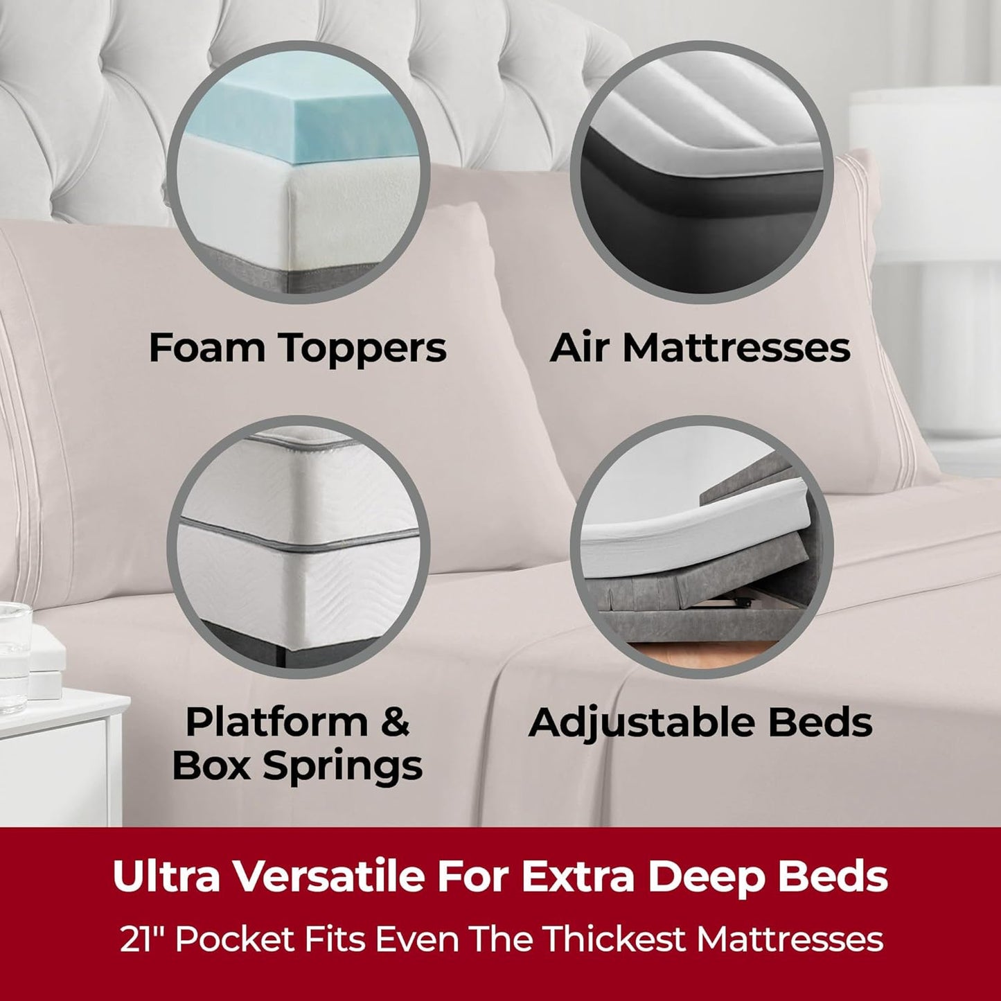 Mellanni Extra Deep Full Sheets - 4 PC Iconic Collection Bedding - Hotel Luxury, Ultra Soft, Cooling Bed Sheets - Wrinkle, Fade, Stain Resistant (Full, Tan)