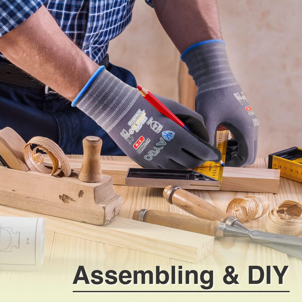 KAYGO Safety Work Gloves MicroFoam Nitrile Coated, 60 Pairs KG18NB,Seamless Knit Nylon Glove for Men and Women, Ideal for Automotive,Warehouse,Construction (X-Large,Gray)