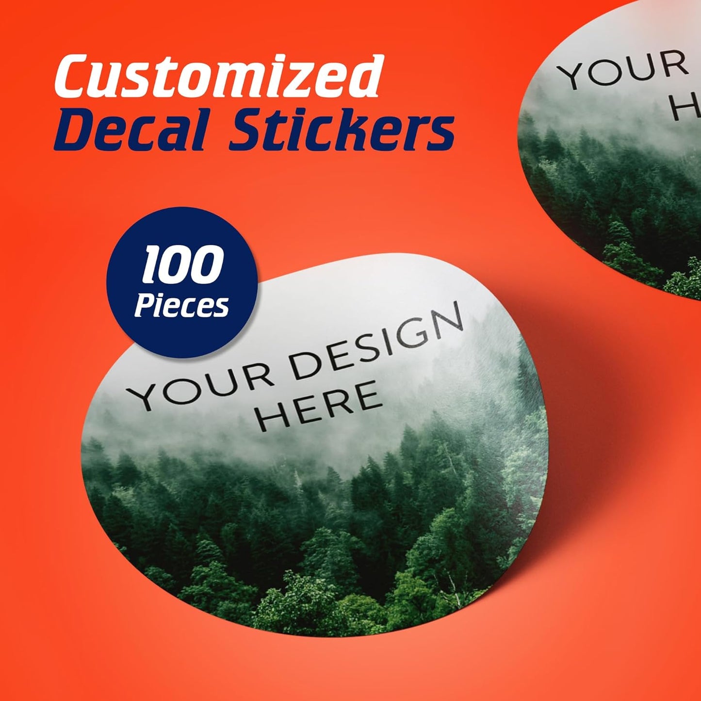 100 Custom Vinyl Stickers - Upload Your own Image, Text, Design, Logo - Personalized Logo Labels for Handmade, Packaging, Bottle, Jars, Candle, Brand Stickers (Foggy Valley, 4x4)