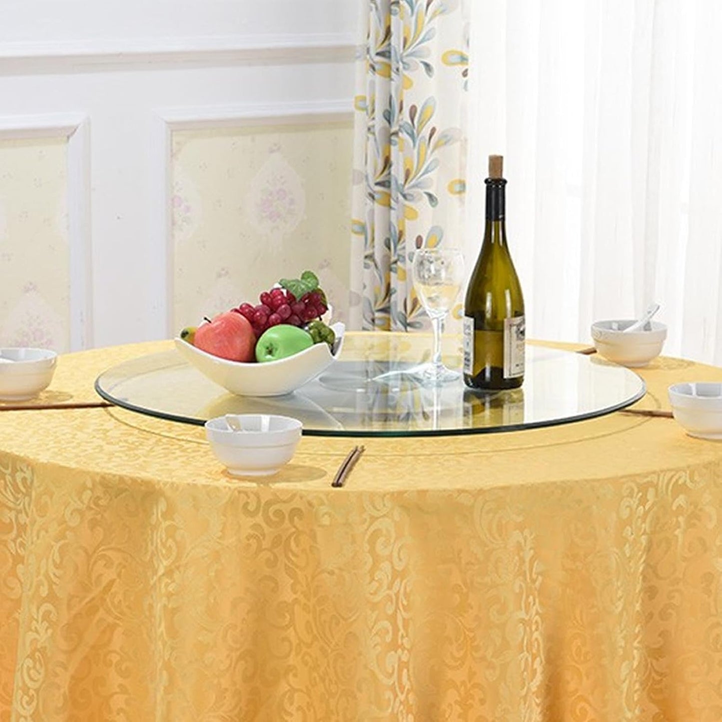 Glass Lazy Susan,31" Glass Lazy Susan for Dining Table Large Round Serving Plate Turntable (31in)