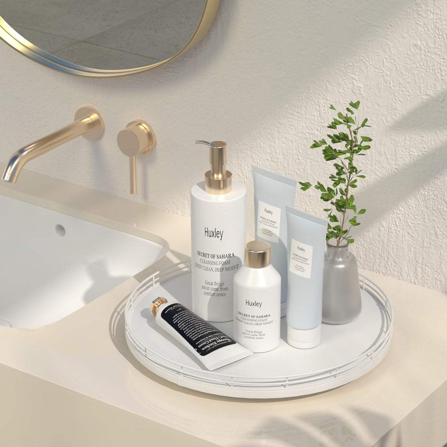 13" Oak Wood Decorative Tray for Home Decor, Tray for Coffee Table Decor Perfume Nightstand Vanity Bathroom Trays for Counter Candle Jewelry Makeup Farmhouse Table Centerpiece for Dining Room White