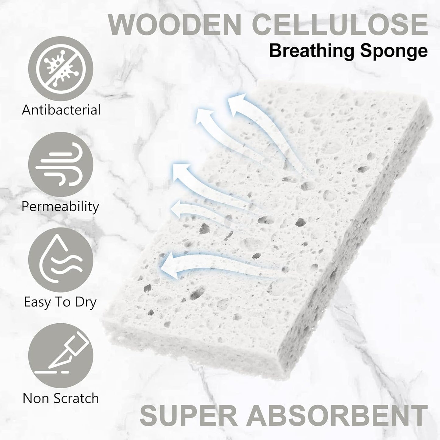 Zhengmy 100 Pieces Kitchen Sponge Bulk Natural Sponges for Dishes Compressed Wood Pulp Sponges Cleaning Sponge Without Scratching for Kitchen Bathroom, 3.9 x 2.4 x 0.12 Inch (White)