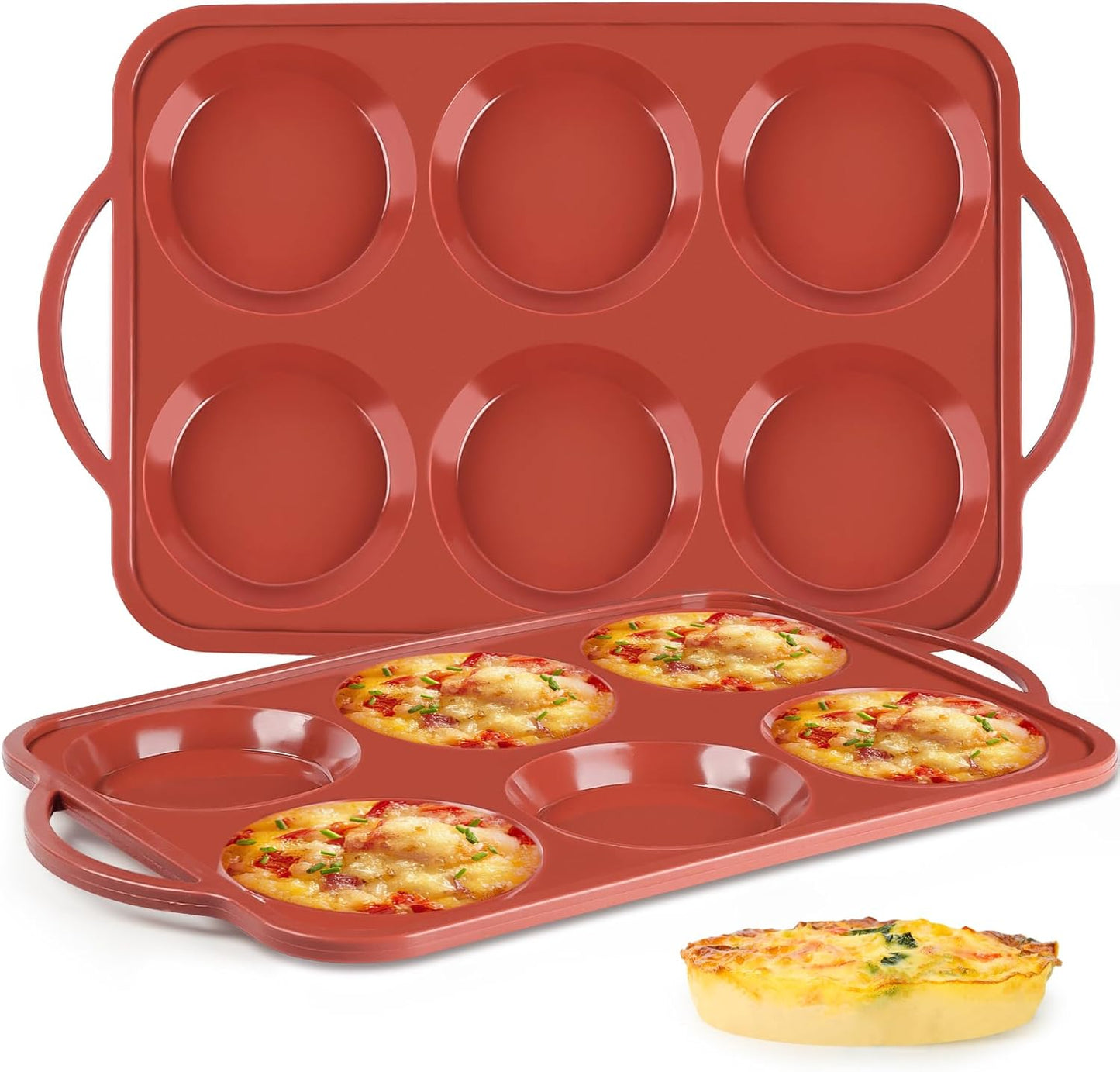 JOERSH 2 Pack 4 Inch Jumbo Silicone Muffin Top Pan with Metal Frame, Non Stick Silicone Egg Mold for Oven, Large Whoopie Pie Baking Pan for English Muffin, Breakfast Sandwich, Egg Bite, Hamburger Bun