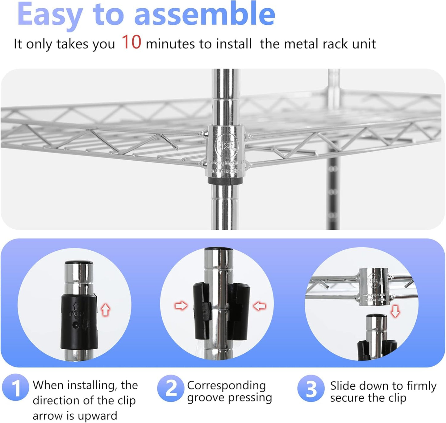 FDW 3 Tier Wire Shelving Units Metal Storage Rack 23L x 13W x 30H Adjustable Pantry Shelves NSF Kitchen Shelf for Kitchen Garage Small Places Commercial,Chrome