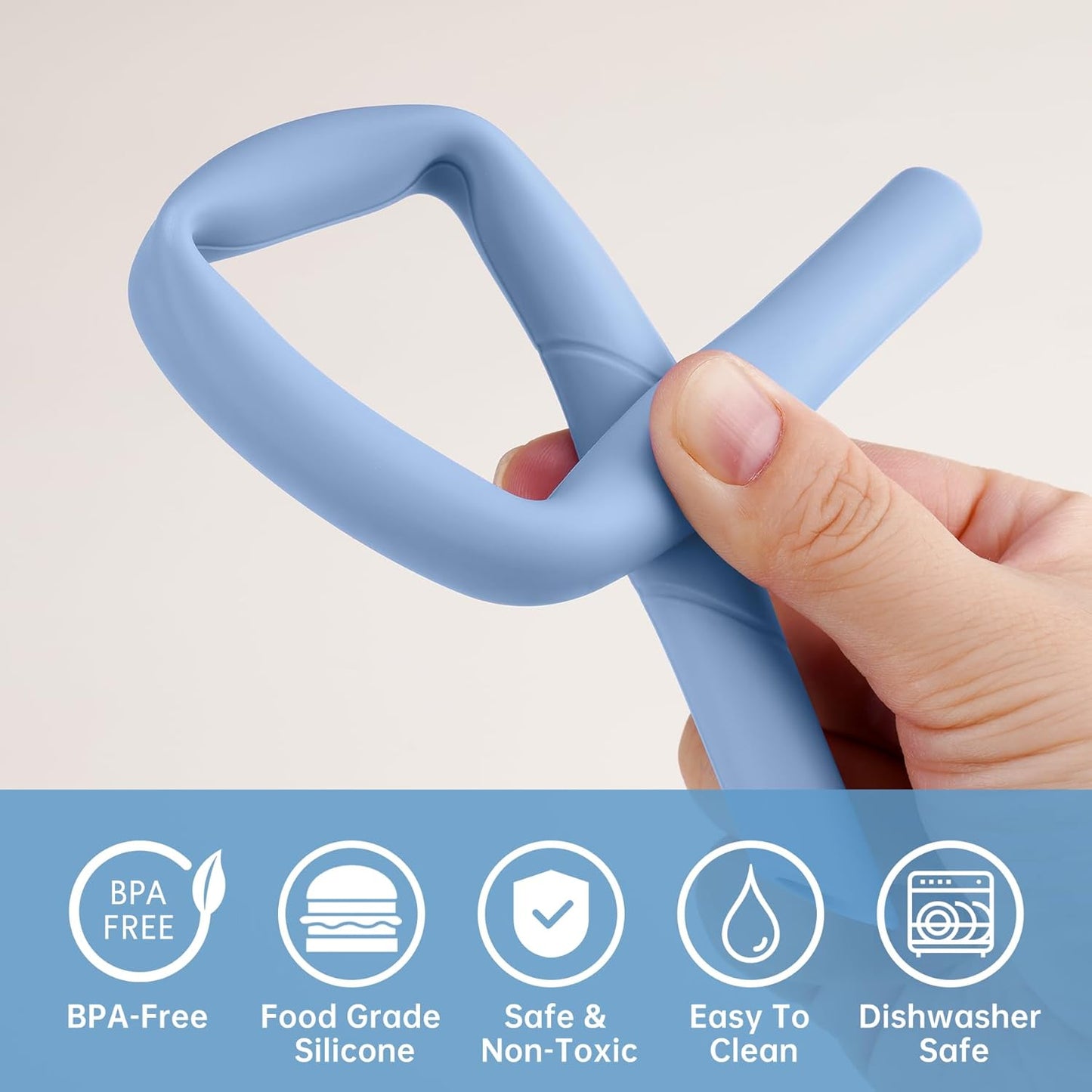 NiHome 6PCS Extra Wide Reusable Bent Silicone Straws for Boba, Smoothies, Bubble Tea, Bent Straws for Thick Drinks, Child-Safe, Customizable Length, 2 Brushes Easy Cleaning (Ocean Colors)