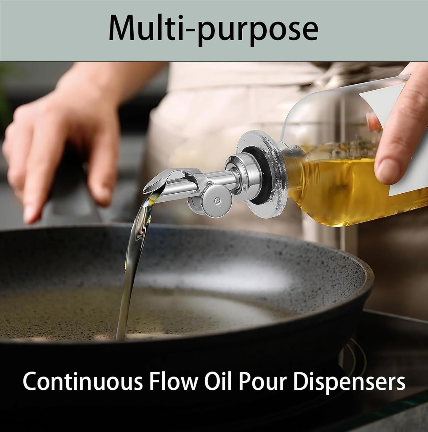 Pafusen 6 Pack Auto Flip Olive Oil Dispenser, Liquor Pour Spout, Oil Dispenser for Kitchen, Easily Turn Your Bottles into Dispensers for Liquor, Vinegar, Coffee Syrup or Oils, Weighted Pourer, Silvers