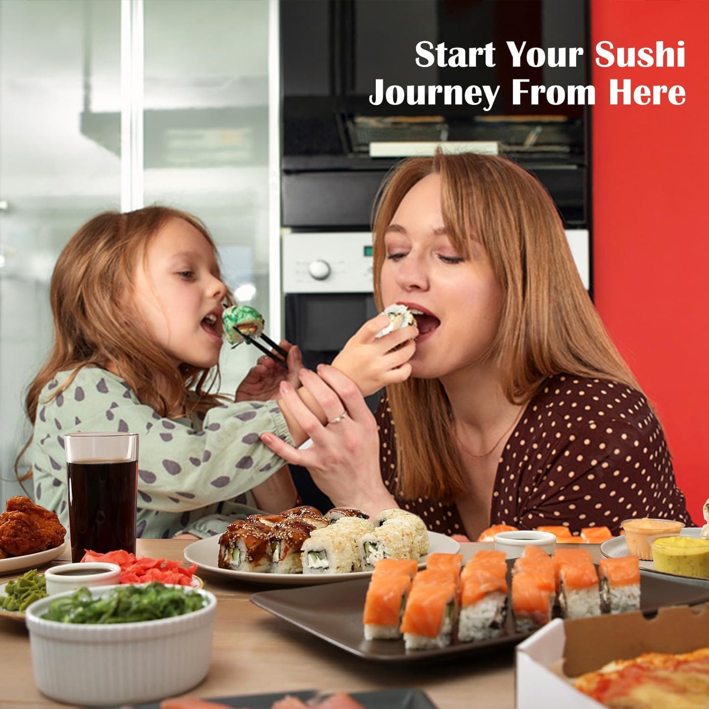 Sushi Making Kit, Sushi Roller, Sushi Bazooka, Sushi Maker, Bamboo Sushi Rolling Mat for Beginners (Black)