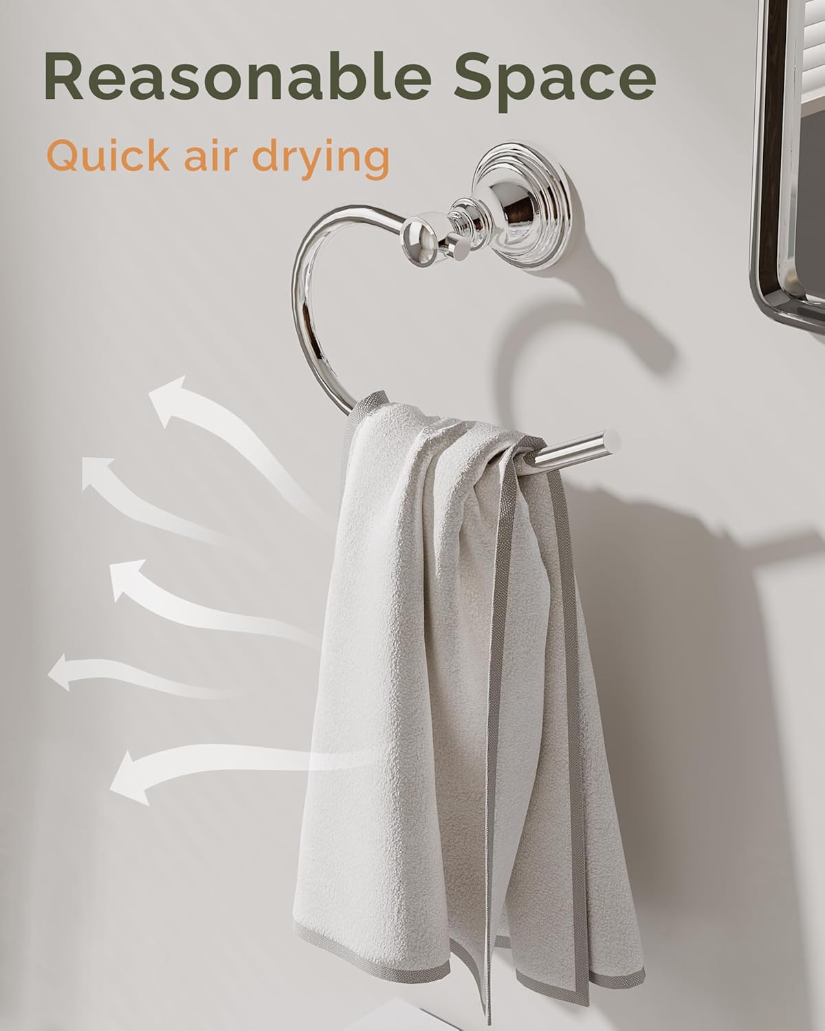 Towel Ring, Stainless Steel Hand Towel Holder for Bathroom Wall Mount, Heavy Duty Towel Hanger for Kitchen, Bath, RV(Chrome)