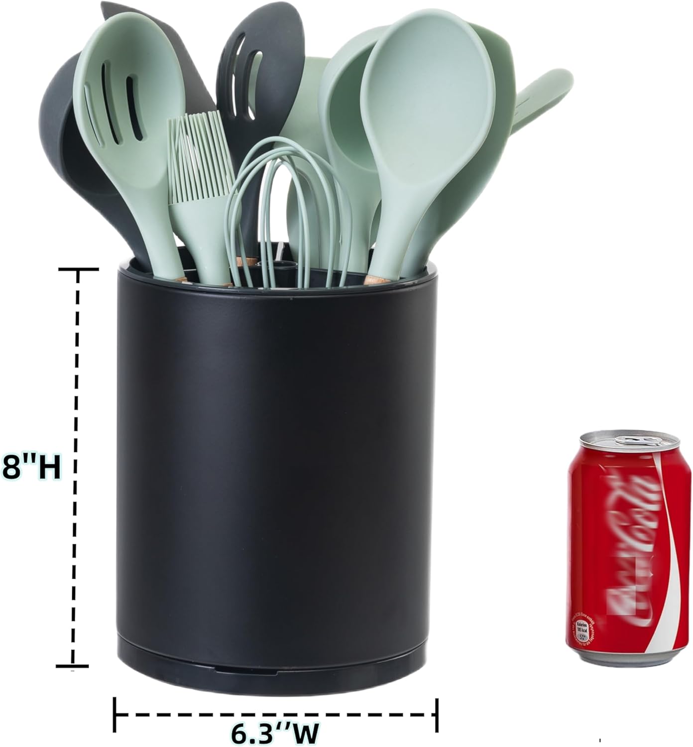 Utensil Holder For Kitchen Counter Organizer Extra Large Silverware Caddy Cooking Utensil Stainless Steel Rotating Kitchen Storage 3 Compartment Flatware Spoon Spatula