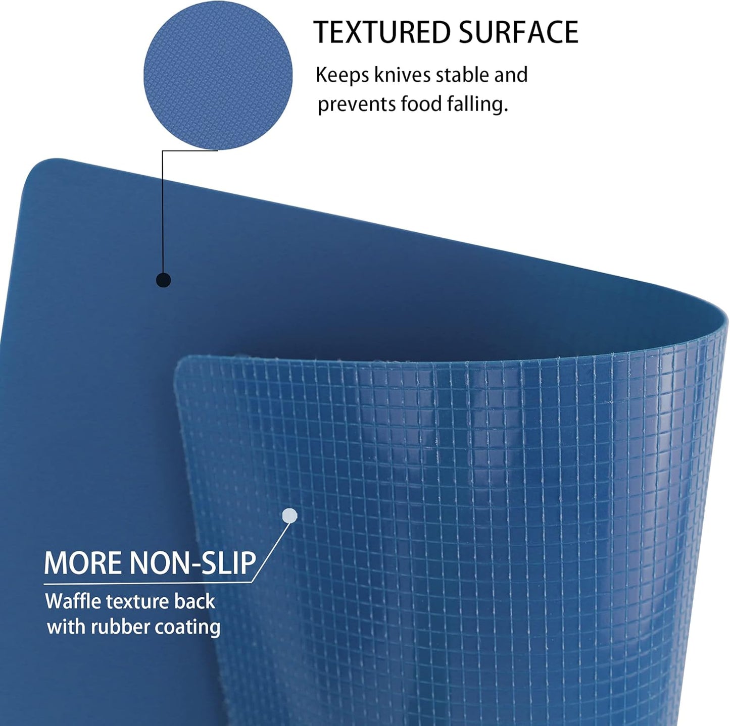 ZVP Flexible Plastic Cutting Board Set of 5 Gradient Color, Colorful Chopping Boards, BPA Free Mats, Non-Slip, Dishwasher Safe, 15x12 Inch, Blue Multi-Color