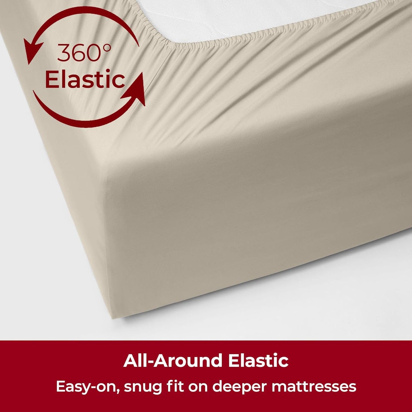 Mellanni Extra Deep California King Sheets - 4 PC Iconic Collection Bedding - Luxury, Ultra Soft, Cooling Bed Sheets - Wrinkle, Fade, Stain Resistant (Cal King, Golden Ivory)