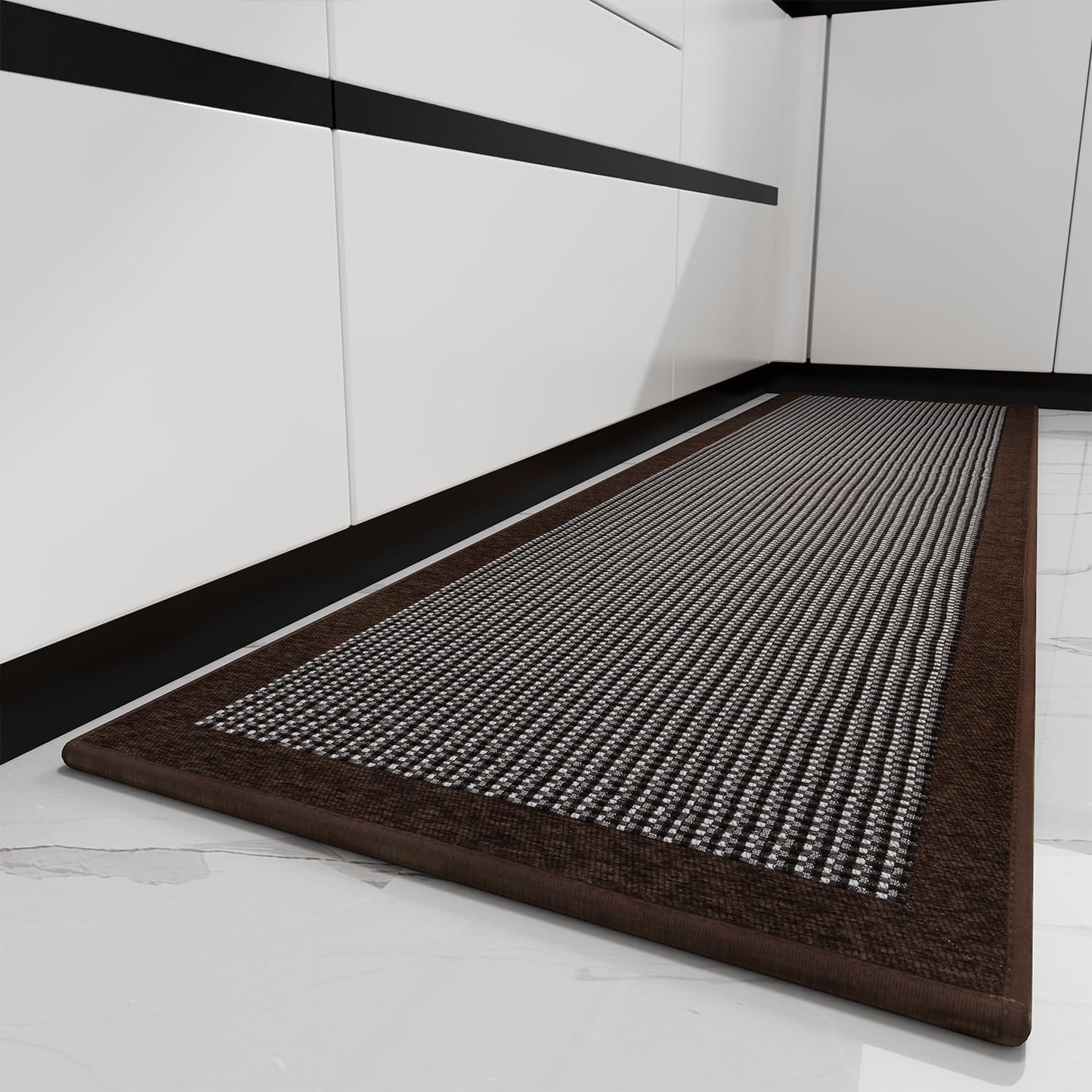 PADOOR Kitchen Rugs and Mats Non Skid Washable - Non Slip Absorbent Kitchen Runner Rugs for Floor, Machine Washable Standing Mats for in Front of Sink,Entryway,Entrance,Door(20"x70",Dark Brown)