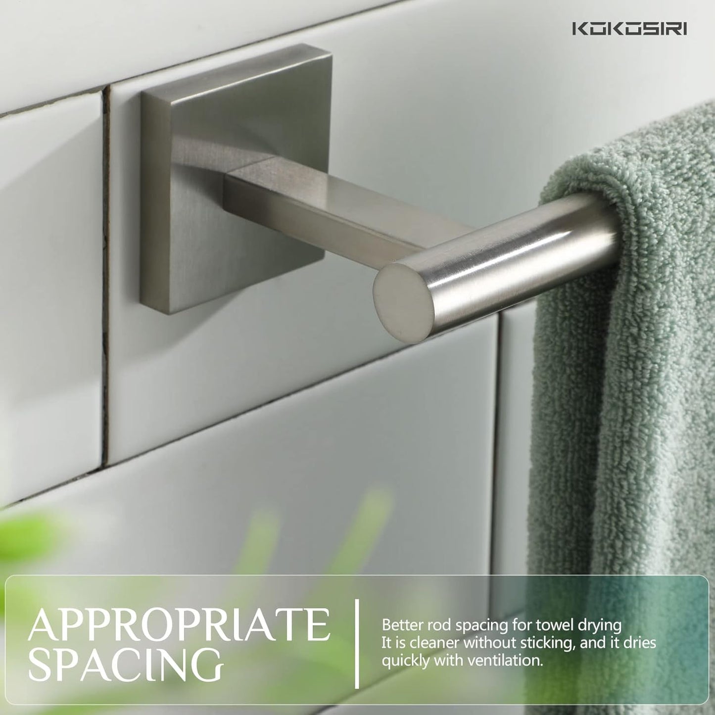 KOKOSIRI Bathroom Hand Towel Holder Brushed Nickel Bathroom Hardware, Suitable for Wall Mounted Towel Bar Screw in 2 Pack Stainless Steel, B3008BR-P2