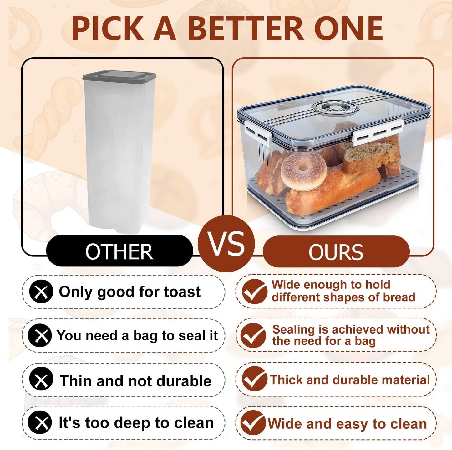 Large Bread Box for Kitchen Countertop,Plastic Bread Container,Bread Storage,Breadbox,Bread Storage For Homemade Bread,Fresh Bread Storage Container,Clear Bread Boxes,Bread Containers Storage Airtight