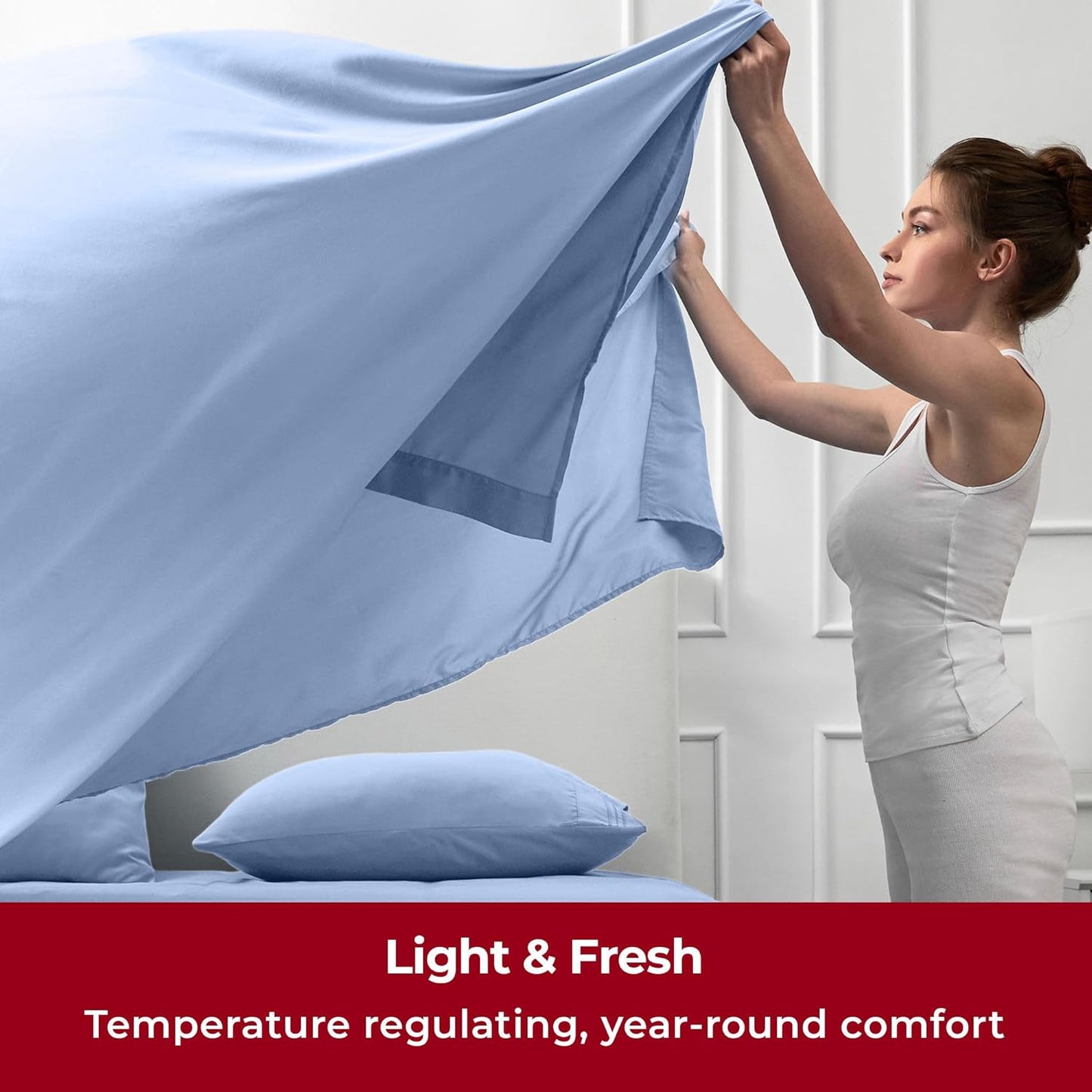 Mellanni Twin Sheets Set - 3 PC Iconic Collection Bedding - Hotel Luxury, Extra Soft, Cooling Bed Sheets - Wrinkle, Fade, Stain Resistant (Twin, Sky Blue)