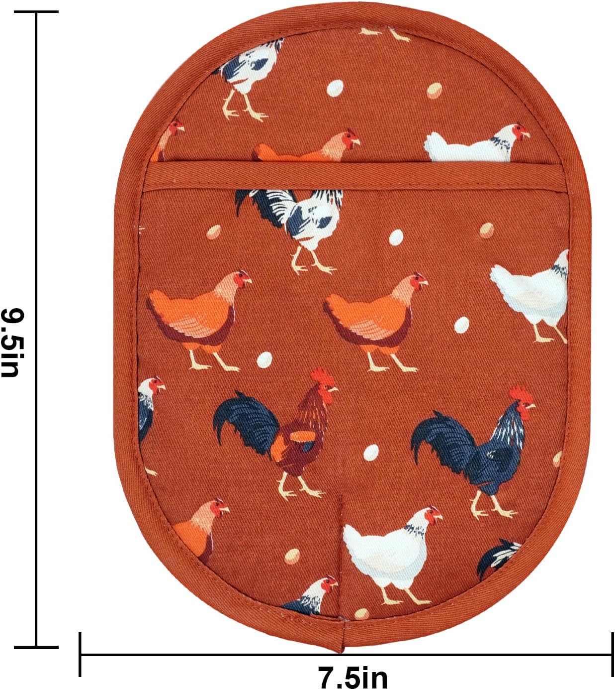 Pot Holders Set of 2 with Transparent Clear Silicone Shell and Nice Dog Flower Cotton Lining, Heat Resistant to 500 F Kitchen Oven Gloves Pot Holder for Cooking (Rooster, Potholders)